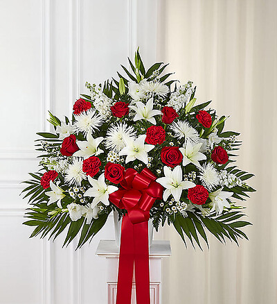 Heartfelt Sympathies&amp;trade; Standing Basket- Red &amp;amp; White